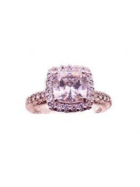 EUC Tacori IV for Epiphany Collection Platinum Plated Diamonique Halo Ring 7 1/4